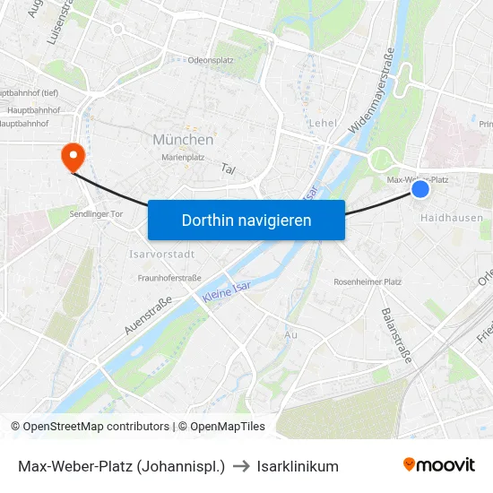 Max-Weber-Platz (Johannispl.) to Isarklinikum map