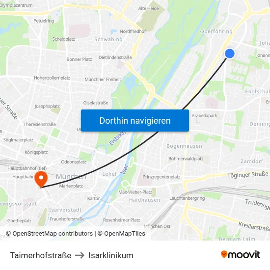 Taimerhofstraße to Isarklinikum map