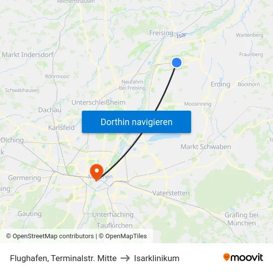 Flughafen, Terminalstr. Mitte to Isarklinikum map