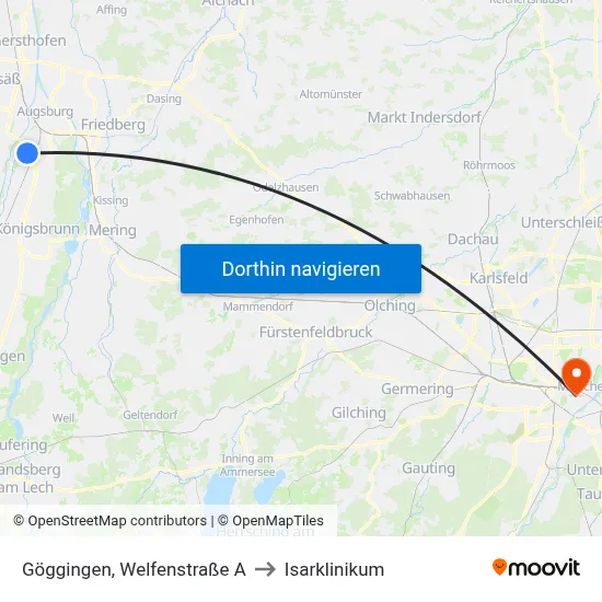 Göggingen, Welfenstraße A to Isarklinikum map