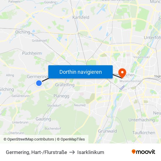 Germering, Hart-/Flurstraße to Isarklinikum map