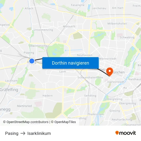 Pasing to Isarklinikum map
