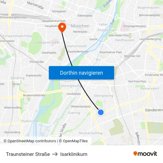 Traunsteiner Straße to Isarklinikum map