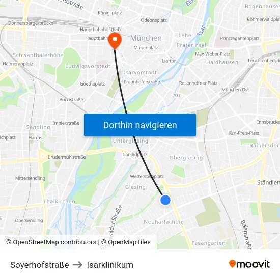 Soyerhofstraße to Isarklinikum map