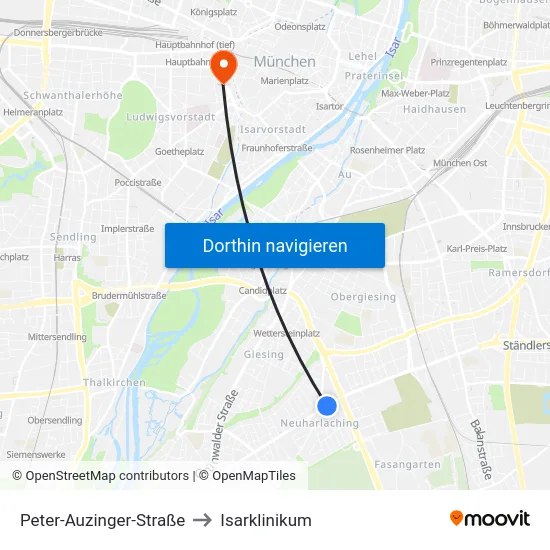 Peter-Auzinger-Straße to Isarklinikum map