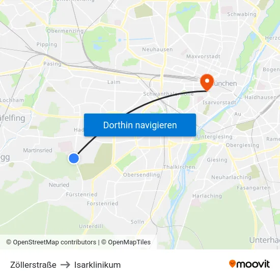 Zöllerstraße to Isarklinikum map