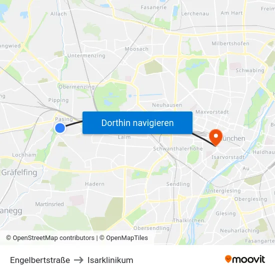 Engelbertstraße to Isarklinikum map