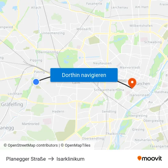 Planegger Straße to Isarklinikum map