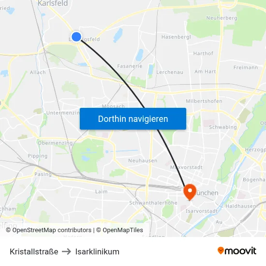 Kristallstraße to Isarklinikum map