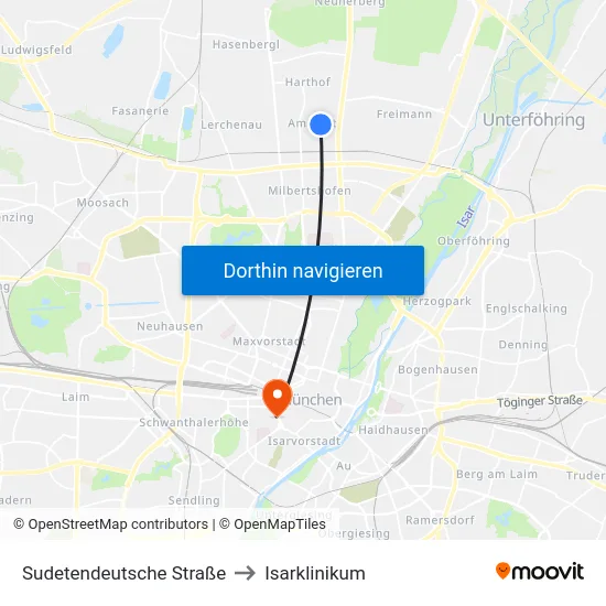 Sudetendeutsche Straße to Isarklinikum map