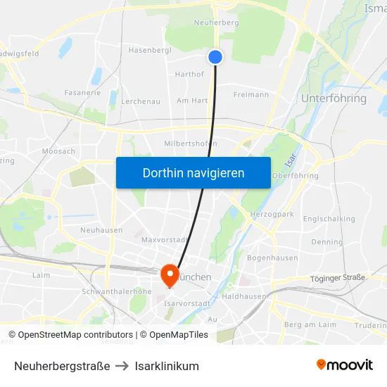 Neuherbergstraße to Isarklinikum map