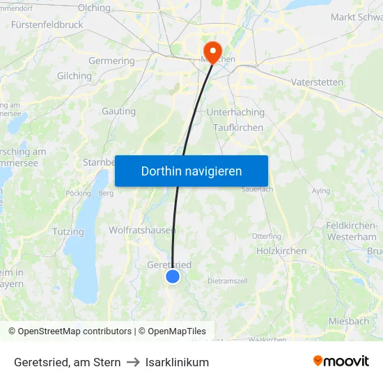Geretsried, am Stern to Isarklinikum map