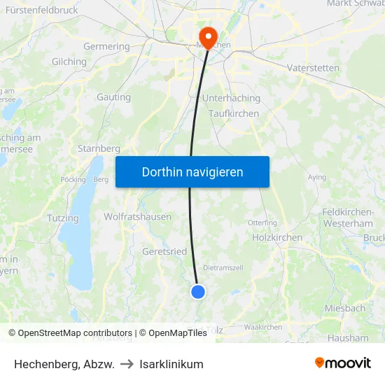 Hechenberg, Abzw. to Isarklinikum map