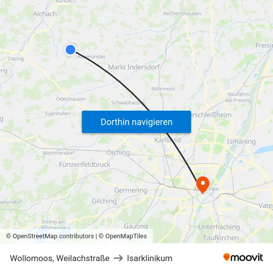 Wollomoos, Weilachstraße to Isarklinikum map