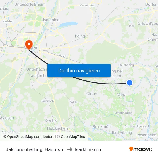 Jakobneuharting, Hauptstr. to Isarklinikum map