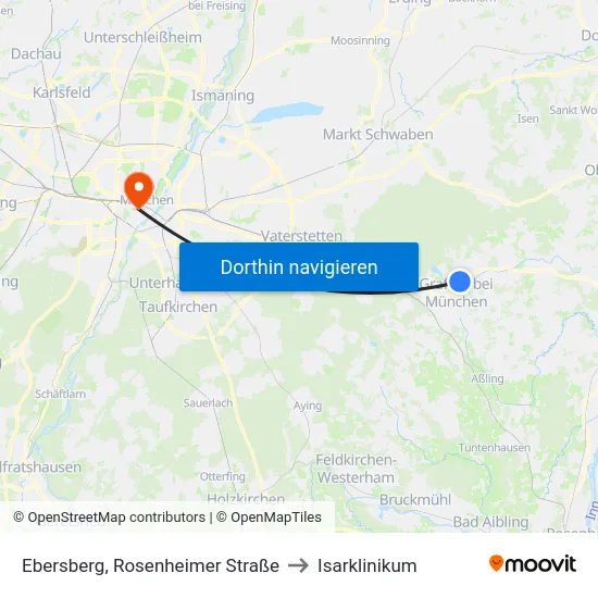 Ebersberg, Rosenheimer Straße to Isarklinikum map
