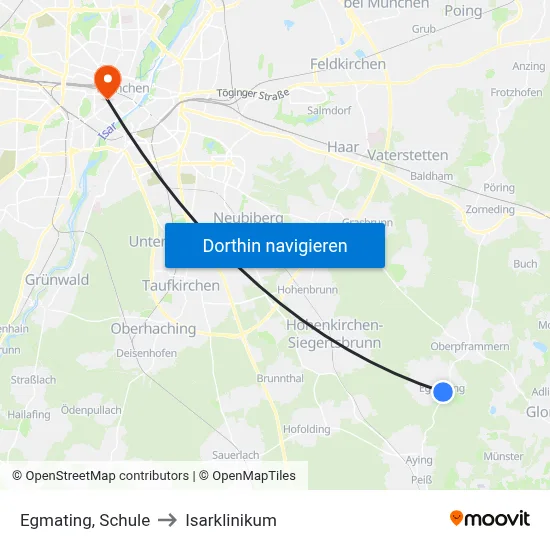 Egmating, Schule to Isarklinikum map