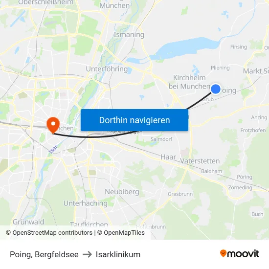 Poing, Bergfeldsee to Isarklinikum map
