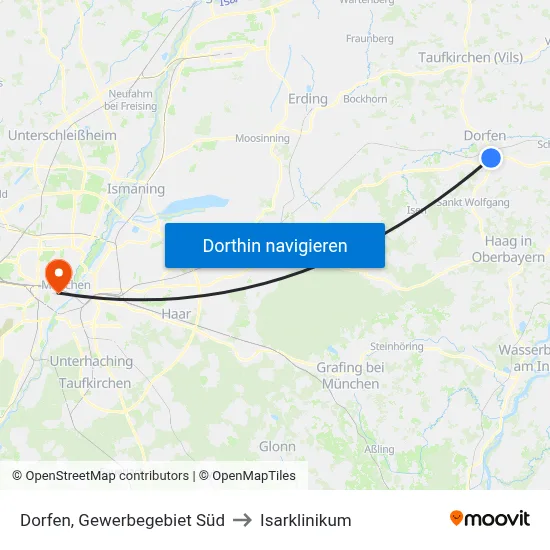 Dorfen, Gewerbegebiet Süd to Isarklinikum map
