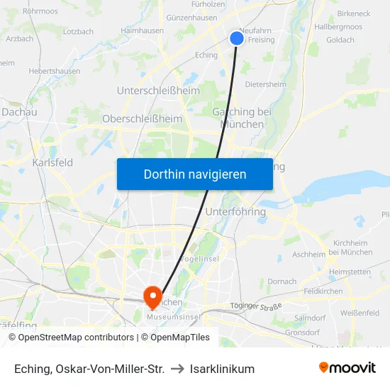 Eching, Oskar-Von-Miller-Str. to Isarklinikum map
