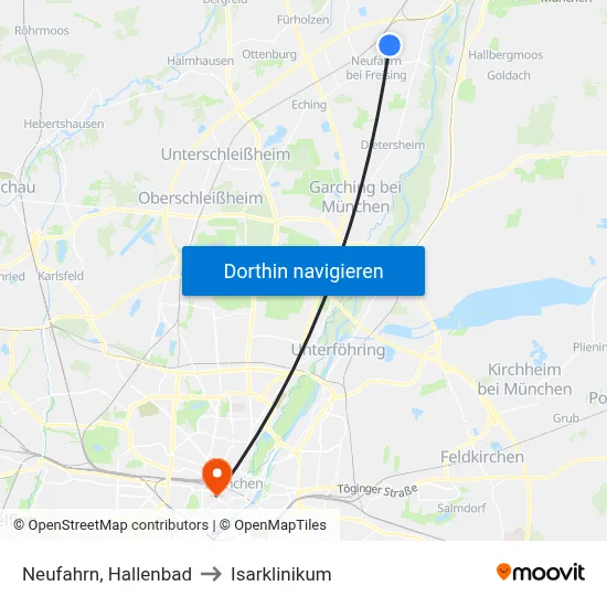 Neufahrn, Hallenbad to Isarklinikum map