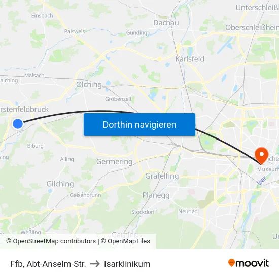 Ffb, Abt-Anselm-Str. to Isarklinikum map