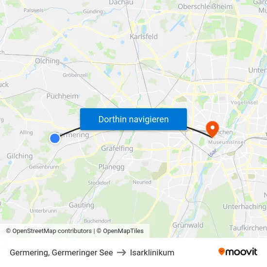 Germering, Germeringer See to Isarklinikum map