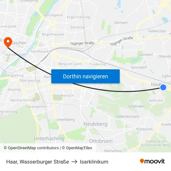 Haar, Wasserburger Straße to Isarklinikum map