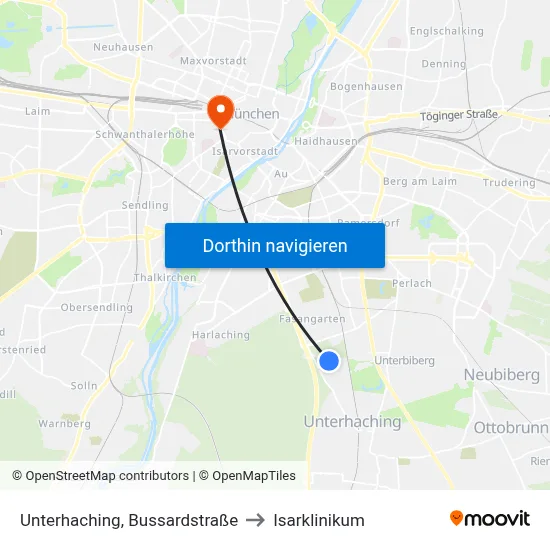 Unterhaching, Bussardstraße to Isarklinikum map