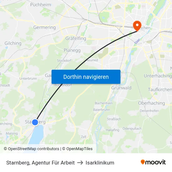 Starnberg, Agentur Für Arbeit to Isarklinikum map