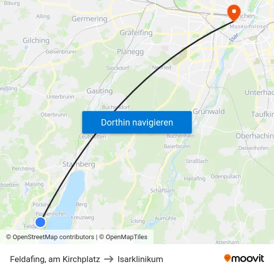 Feldafing, am Kirchplatz to Isarklinikum map