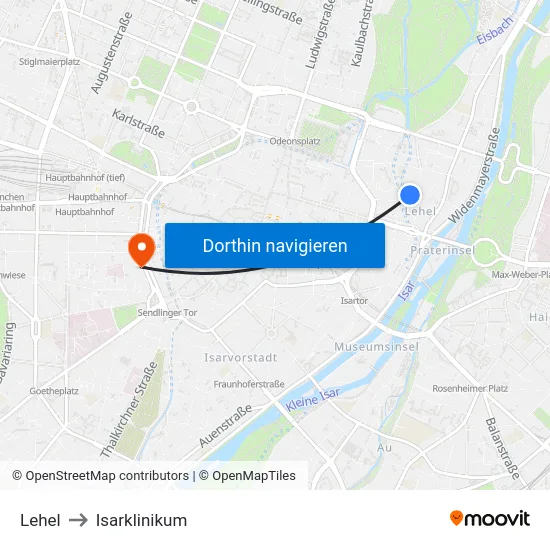 Lehel to Isarklinikum map