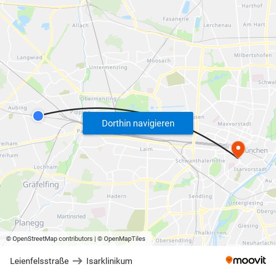 Leienfelsstraße to Isarklinikum map