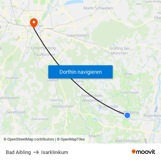 Bad Aibling to Isarklinikum map