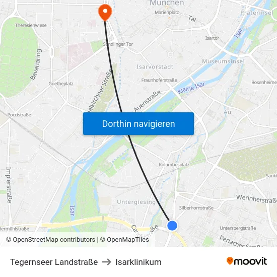 Tegernseer Landstraße to Isarklinikum map