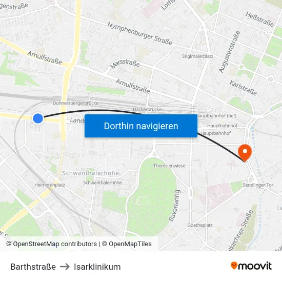 Barthstraße to Isarklinikum map