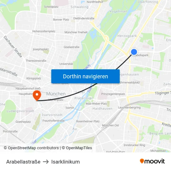 Arabellastraße to Isarklinikum map