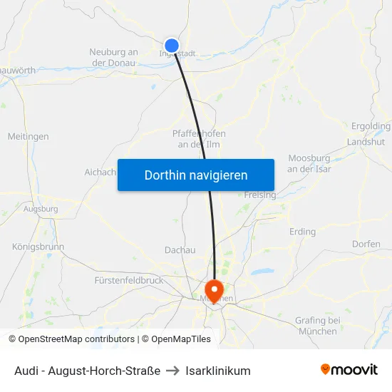 Audi - August-Horch-Straße to Isarklinikum map