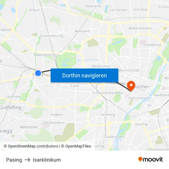 Pasing to Isarklinikum map