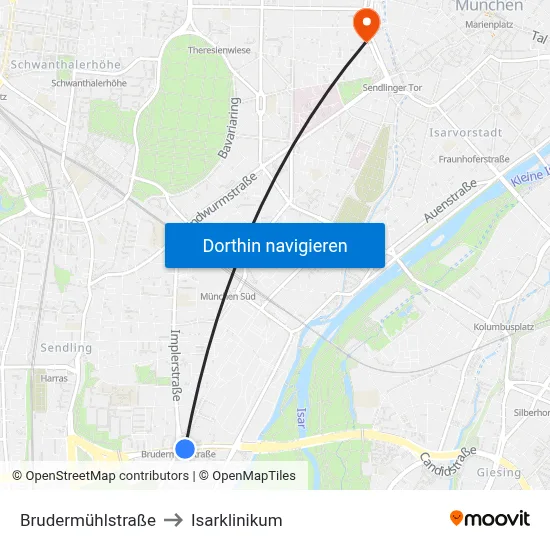 Brudermühlstraße to Isarklinikum map