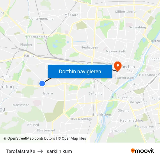Terofalstraße to Isarklinikum map