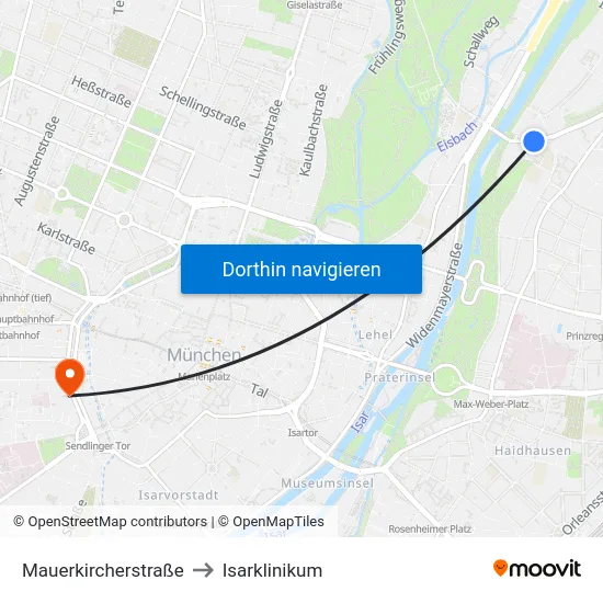 Mauerkircherstraße to Isarklinikum map
