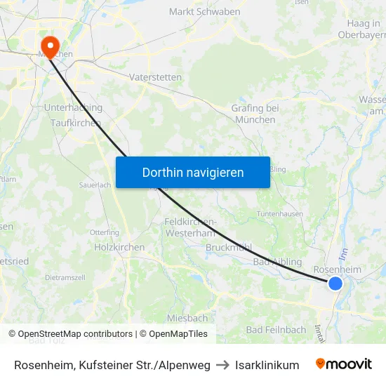Rosenheim, Kufsteiner Str./Alpenweg to Isarklinikum map