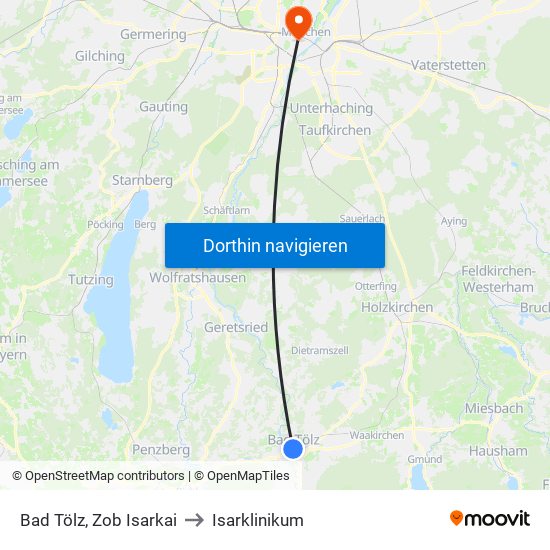 Bad Tölz, Zob Isarkai to Isarklinikum map