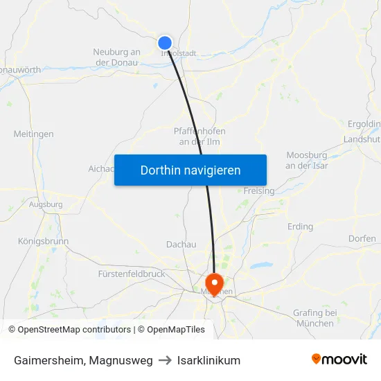 Gaimersheim, Magnusweg to Isarklinikum map
