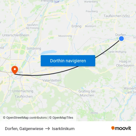 Dorfen, Galgenwiese to Isarklinikum map