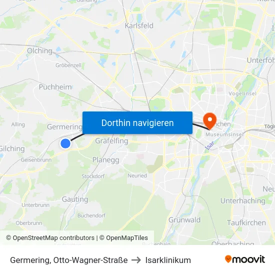 Germering, Otto-Wagner-Straße to Isarklinikum map