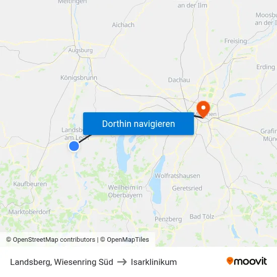 Landsberg, Wiesenring Süd to Isarklinikum map