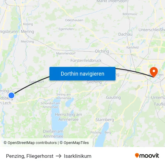 Penzing, Fliegerhorst to Isarklinikum map