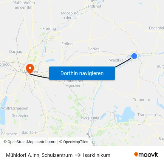 Mühldorf A.Inn, Schulzentrum to Isarklinikum map